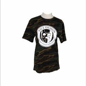 Vice Army Boy's Shirt Green Camo Hockey Goalies Short Sleeve Anvil Size Medium